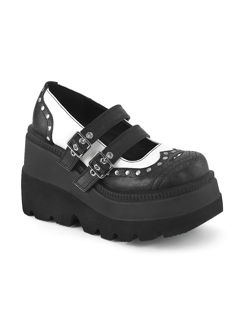 DEMONIA Women's Black and White Lolita Platform Shoes