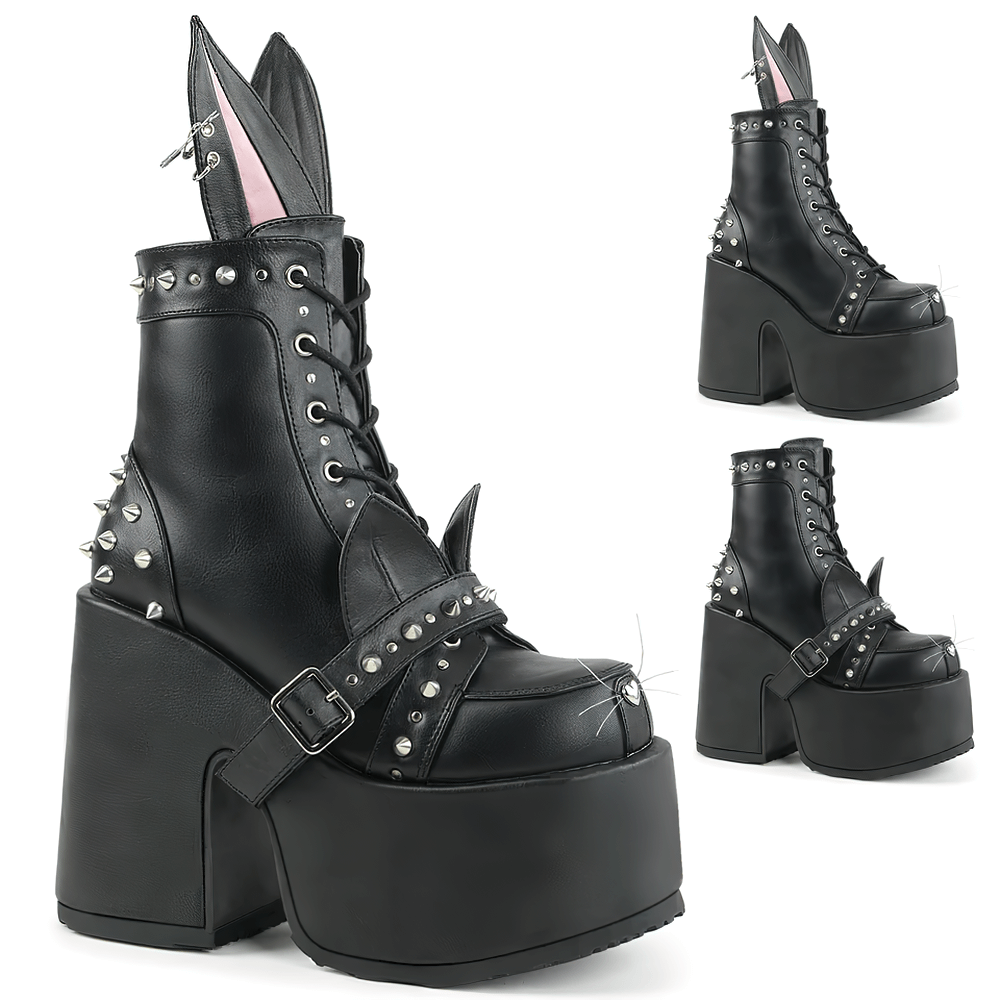 DEMONIA Women's Platform Boots with Bunny Ears and Spikes
