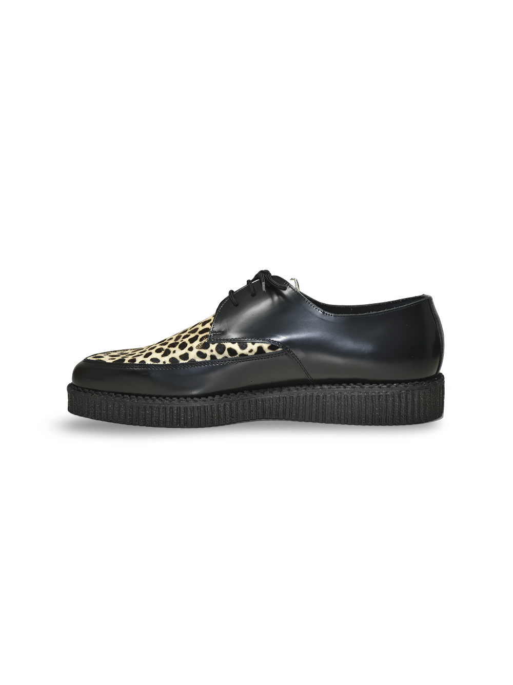 Distintivos zapatos creepers puntiagudos con estampado de leopardo en piel