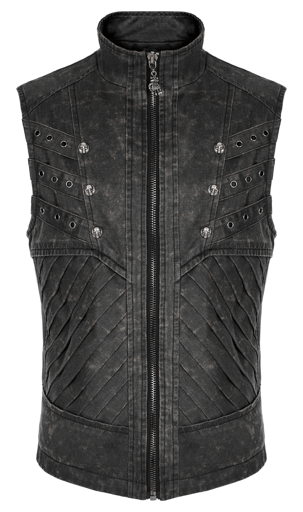 Distressed Gauze-Lined Zipper Fit Men's Waistcoat - HARD'N'HEAVY