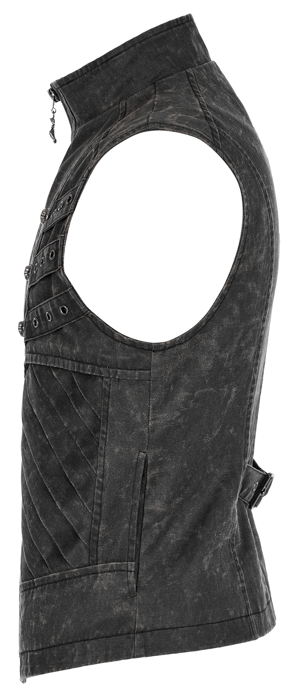 Distressed Gauze-Lined Zipper Fit Men's Waistcoat - HARD'N'HEAVY