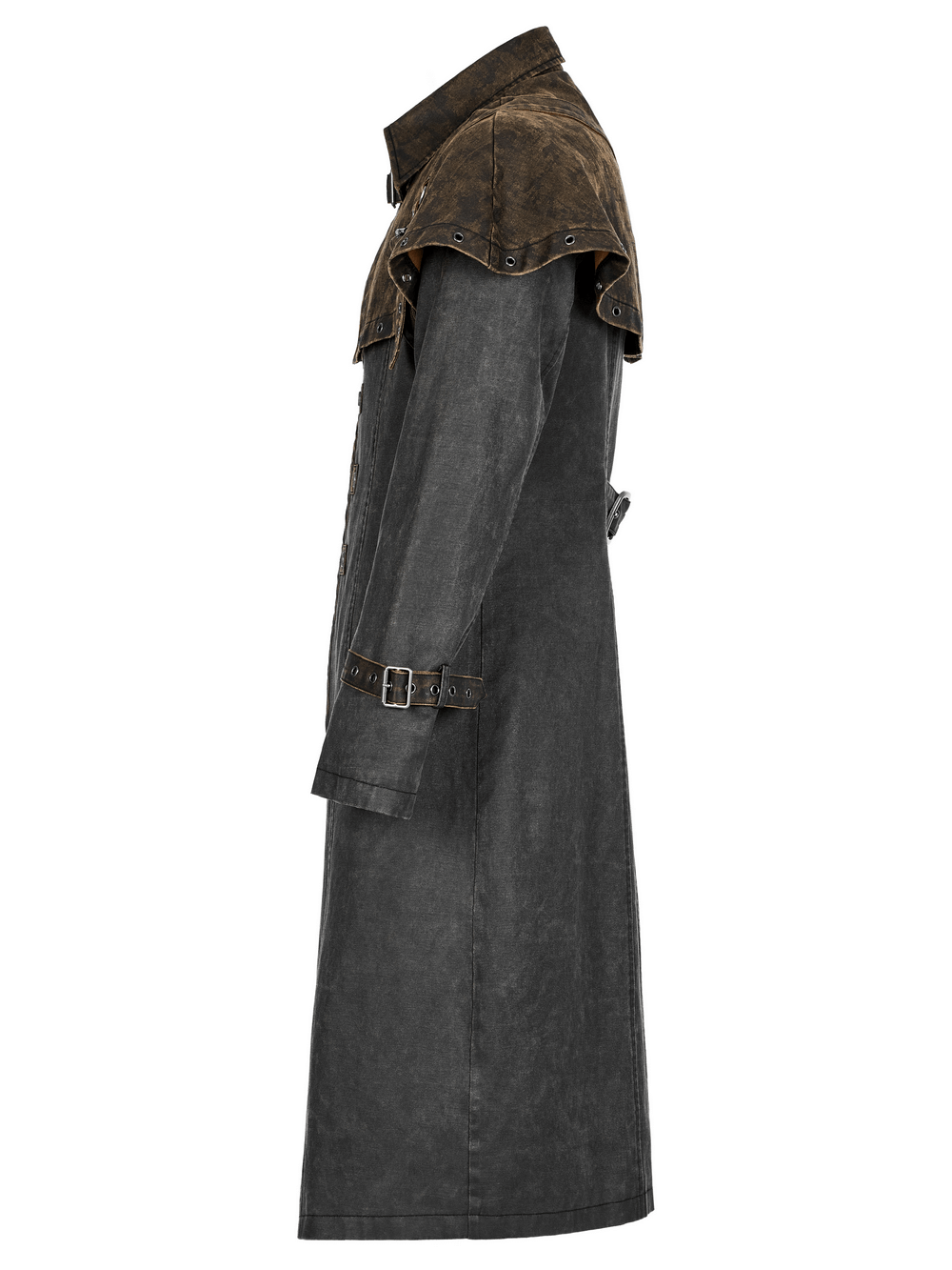 Distressed Steampunk Tailcoat with Buckle Accents - HARD'N'HEAVY