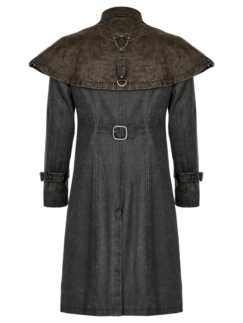 Distressed Steampunk Tailcoat with Buckle Accents - HARD'N'HEAVY