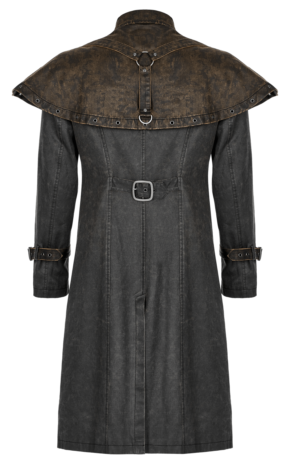 Distressed Steampunk Tailcoat with Buckle Accents - HARD'N'HEAVY