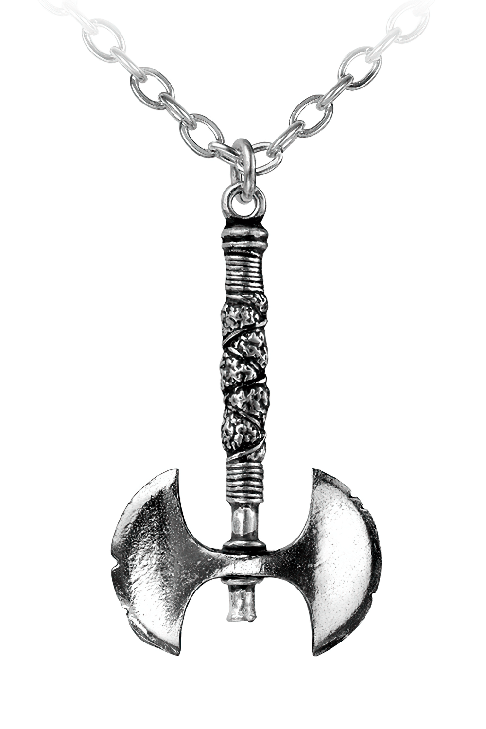 Double Axe Pendant in Pewter with Viking design, symbolizing strength and warrior aesthetics, perfect for bold statements.