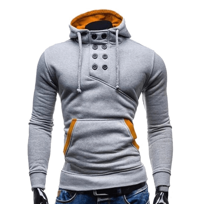 Double-breasted Hoodie / Male Hooded Sweatshirts with Button Decoration / Men's Alternative Apparel - HARD'N'HEAVY