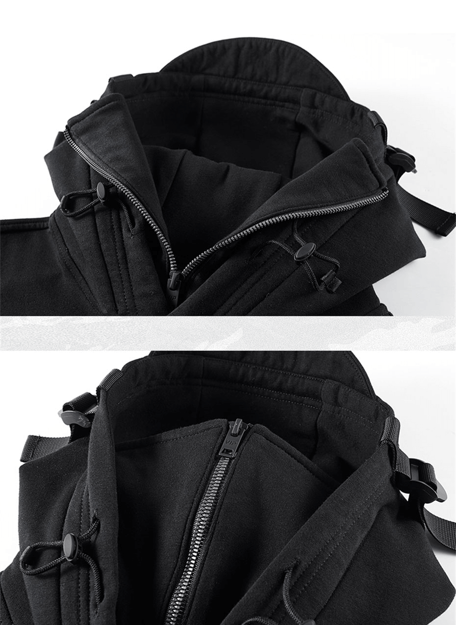 Double Neckline Hoodies With Pockets on Sleeves / Alternative Fashion Clothing - HARD'N'HEAVY