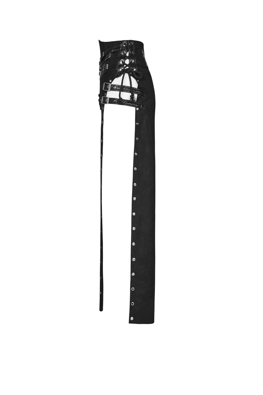 Double-sided punk skirt with eyelets, high waist, daring split, edgy faux suede.