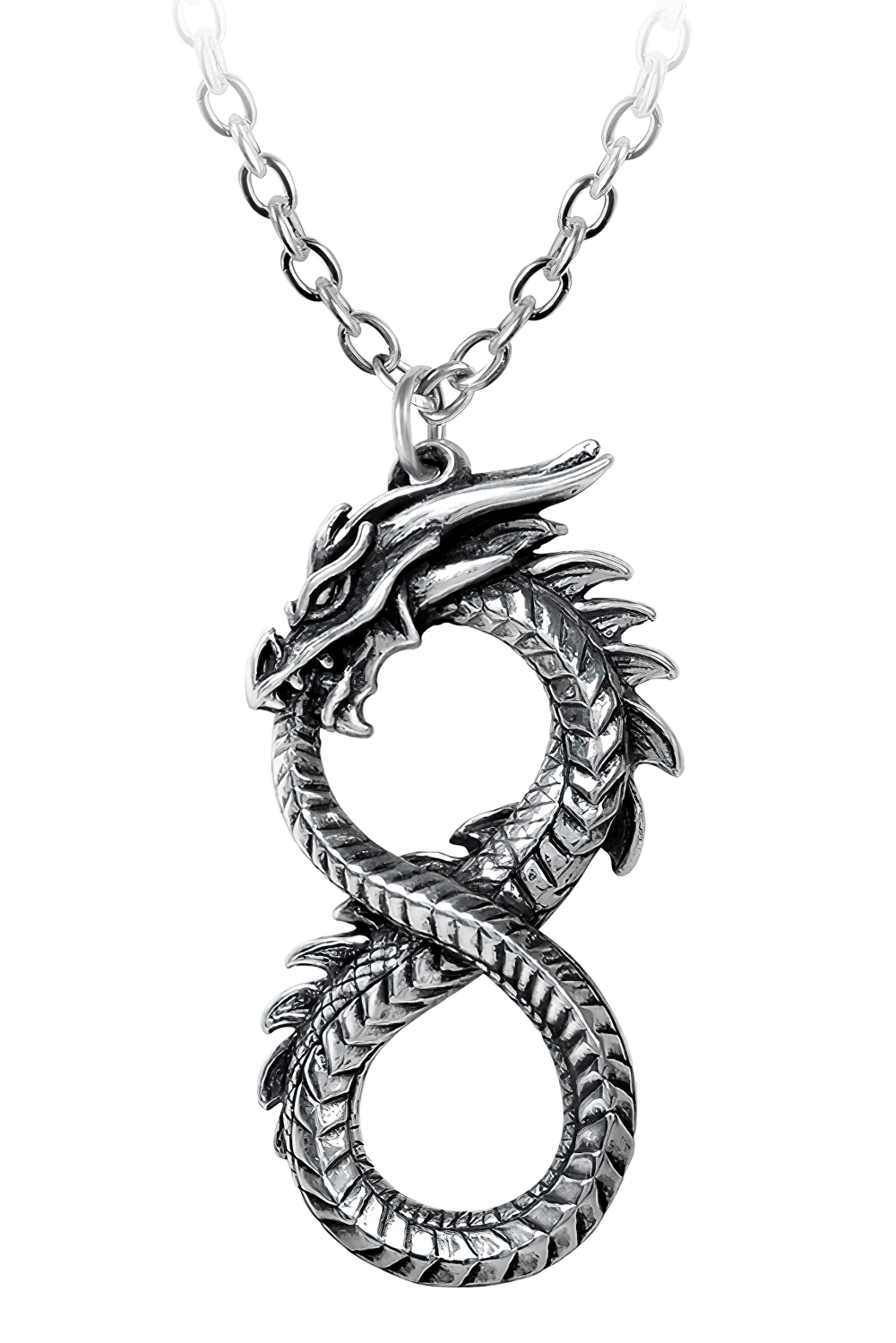 Stunning vintage-style infinity dragon pendant necklace, symbolizing eternal bonds and gothic elegance.