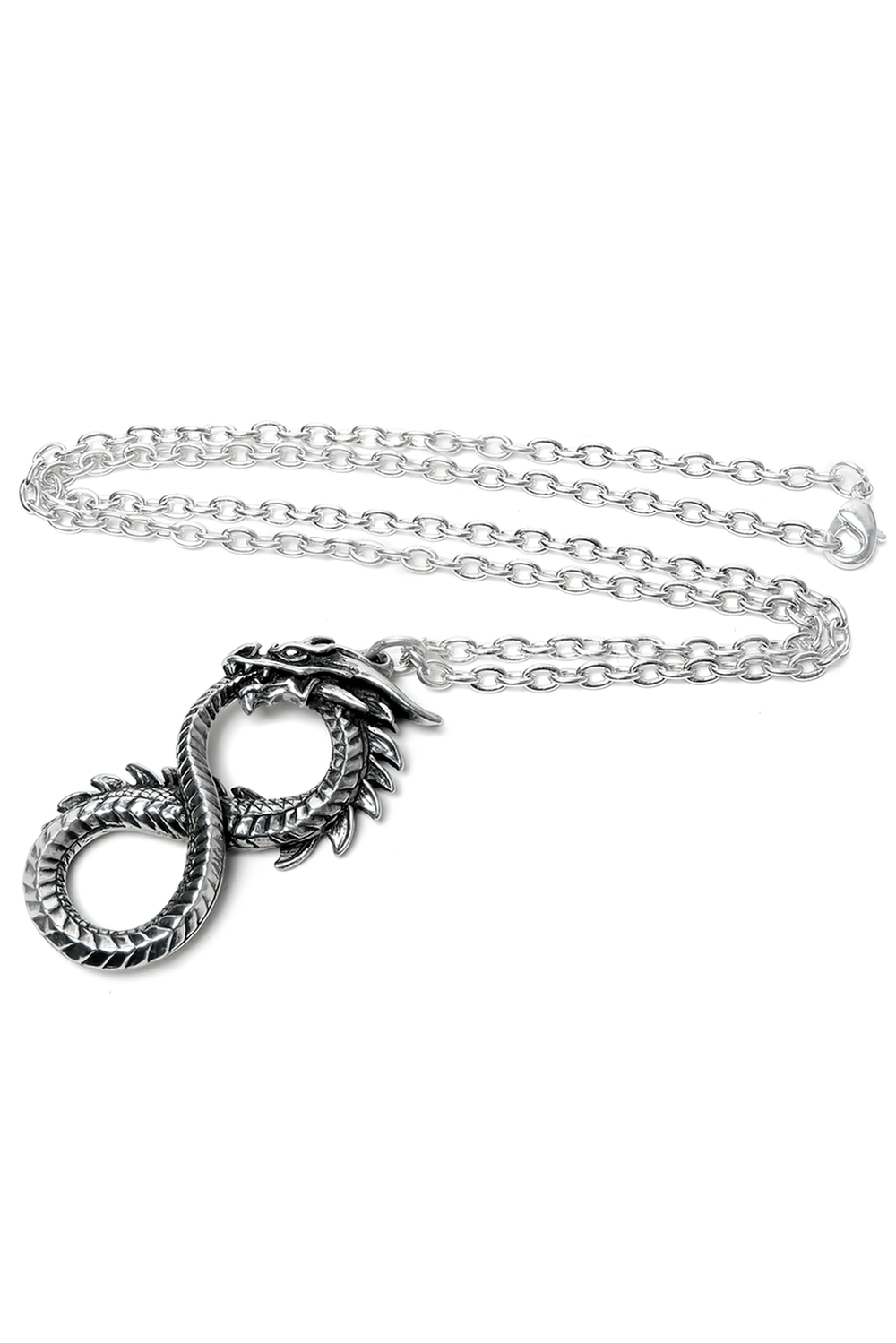 Dragon Infinity Pendant Necklace with vintage design, featuring a coiled dragon symbolizing eternal bonds.