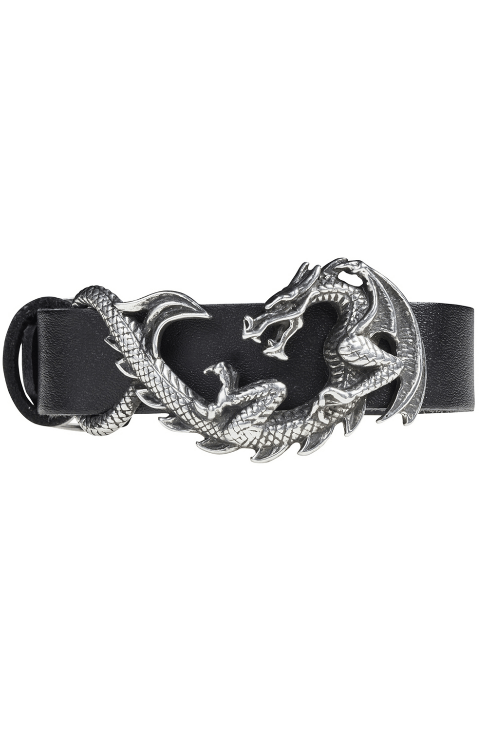 Dragon Maelstrom Leather Bracelet with 3D Pewter Detail featuring a striking dragon design.