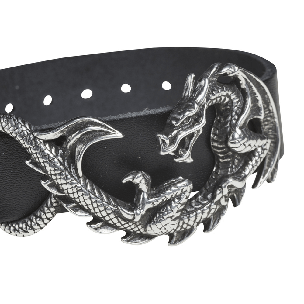 Dragon Maelstrom Leather Bracelet with 3D Pewter Detail featuring intricate dragon design.