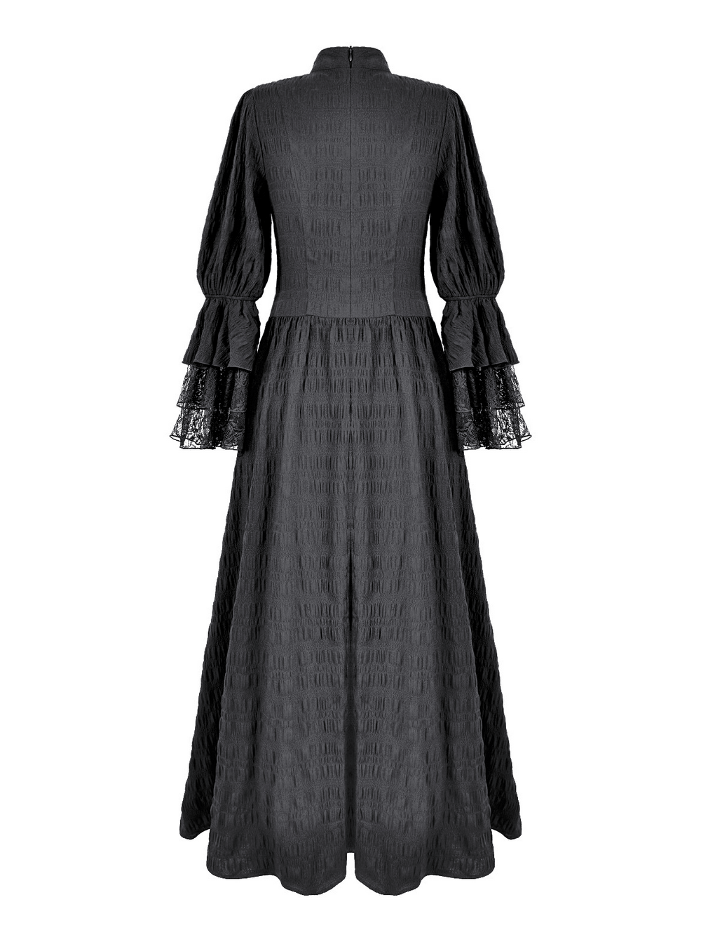 Robe longue spectaculaire avec corsage en dentelle et poignets évasés