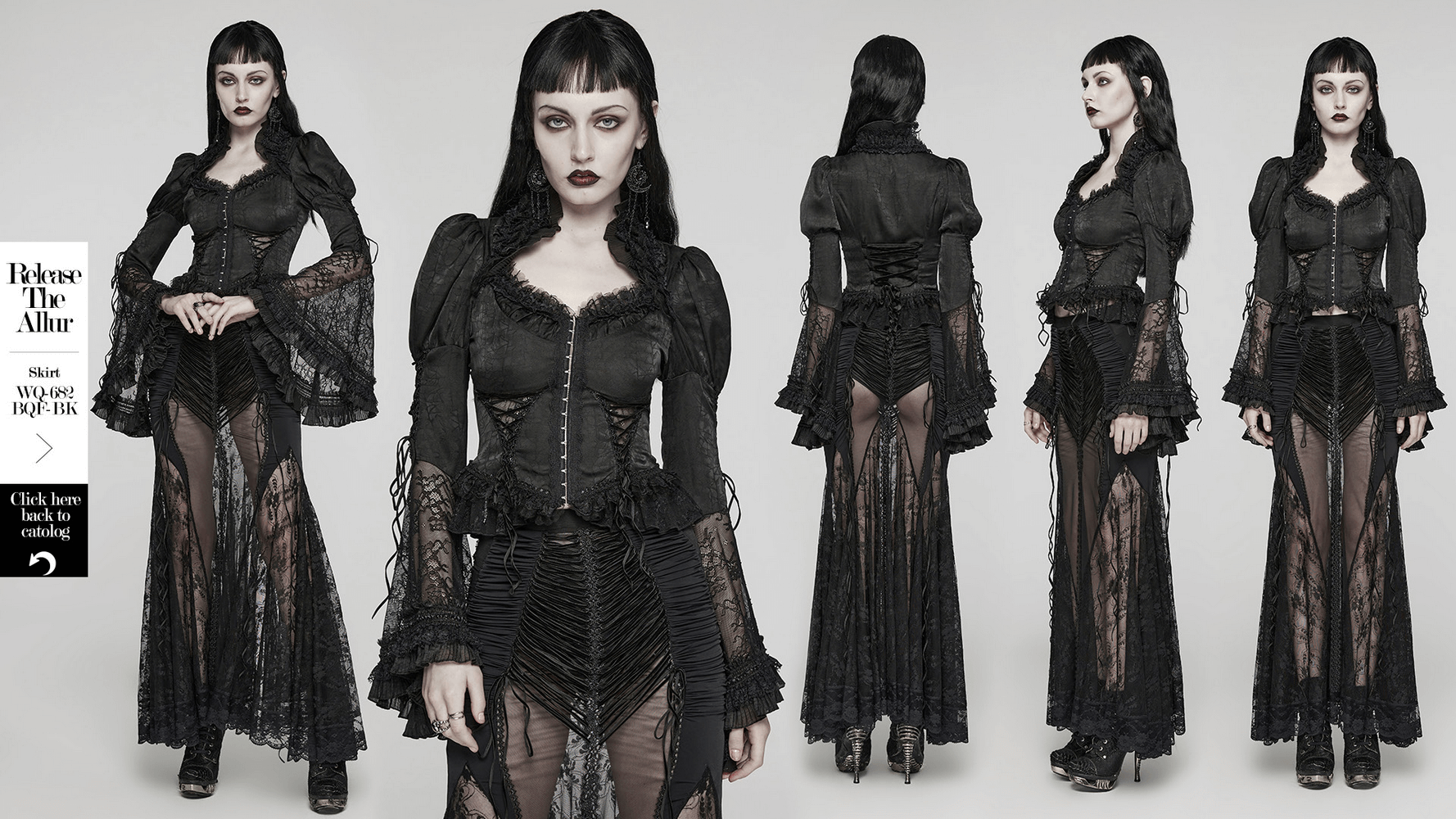 Dramatic Women's Lace Long Sleeves Gothic Blouse