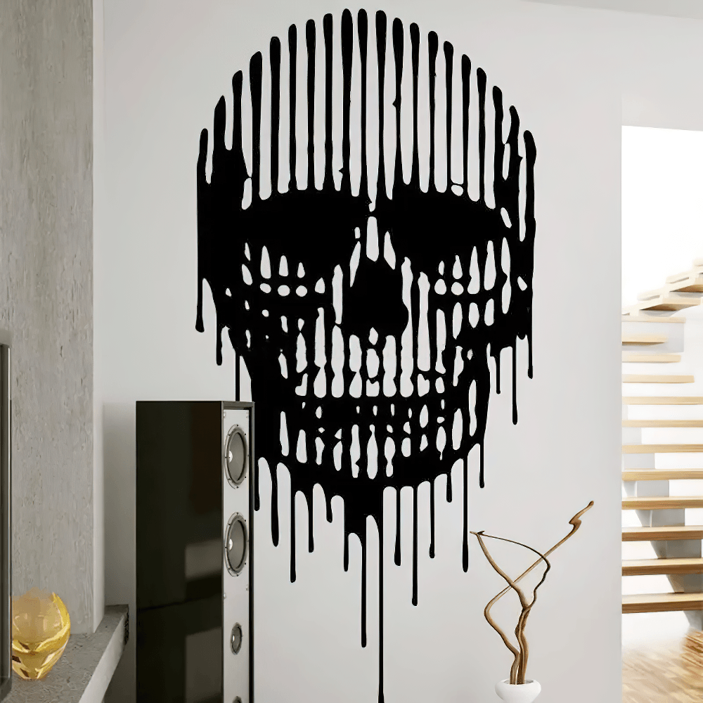 Sticker mural en vinyle représentant un crâne dégoulinant terrifiant pour chambres