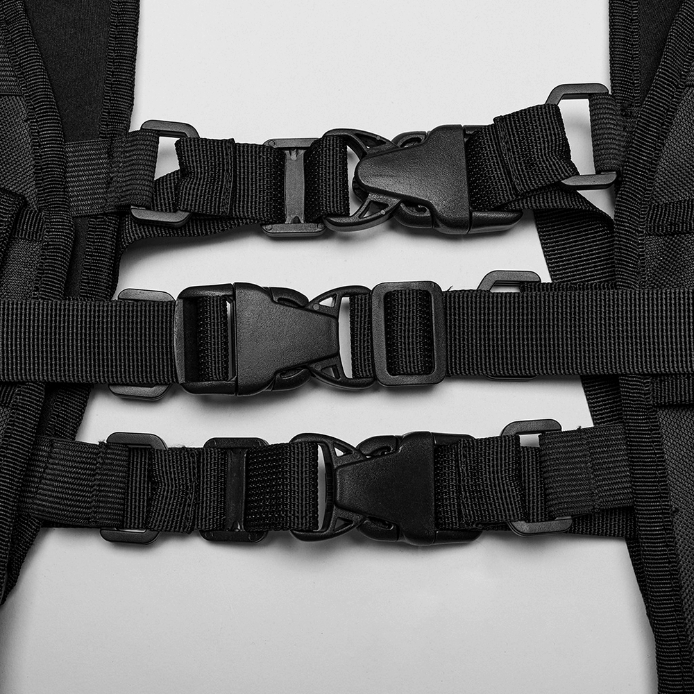 Durable Black Punk Harness with Adjustable Loops
