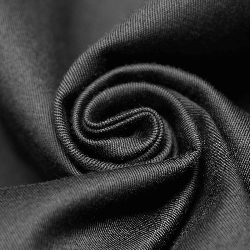 Close-up of durable micro-elastic woven fabric, showcasing its smooth texture and sleek appearance for tactical shirts.