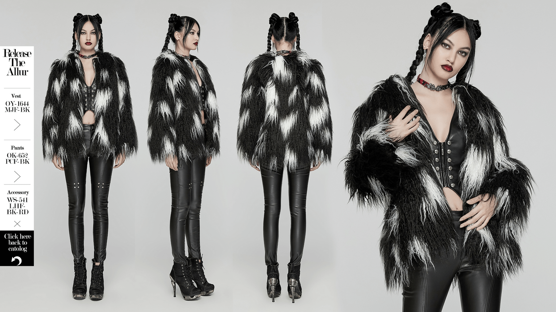 Edgy Black and White Faux Fur Jacket Trendy Style