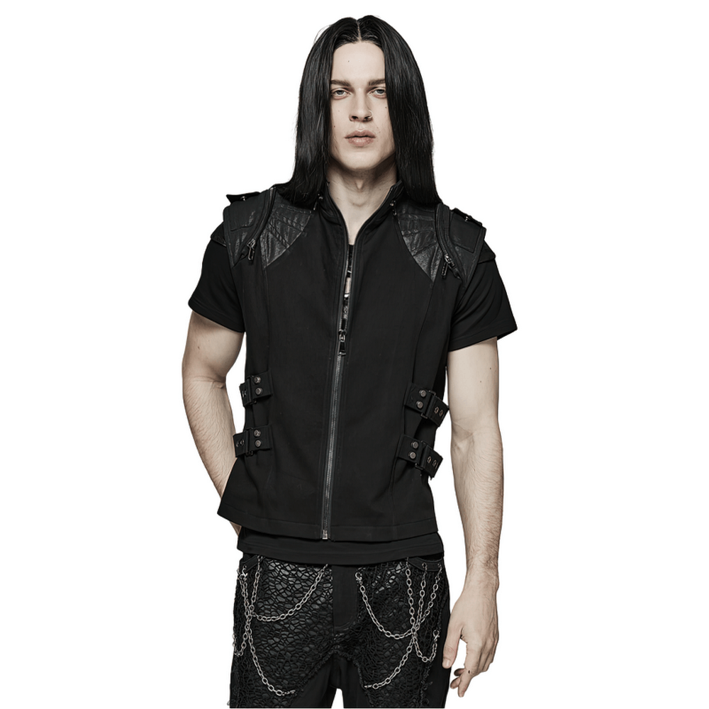 Edgy Black Buckle-Up Gothic Vest for Punk Style - HARD'N'HEAVY
