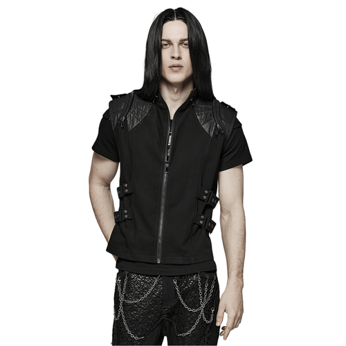 Ausgefallene schwarze Gothic-Weste mit Schnalle für den Punk-Stil