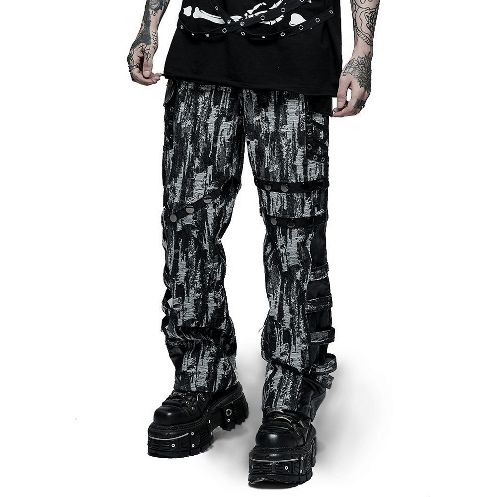 Edgy Black Buckled Gothic Cargo Pants for Urban Style - HARD'N'HEAVY