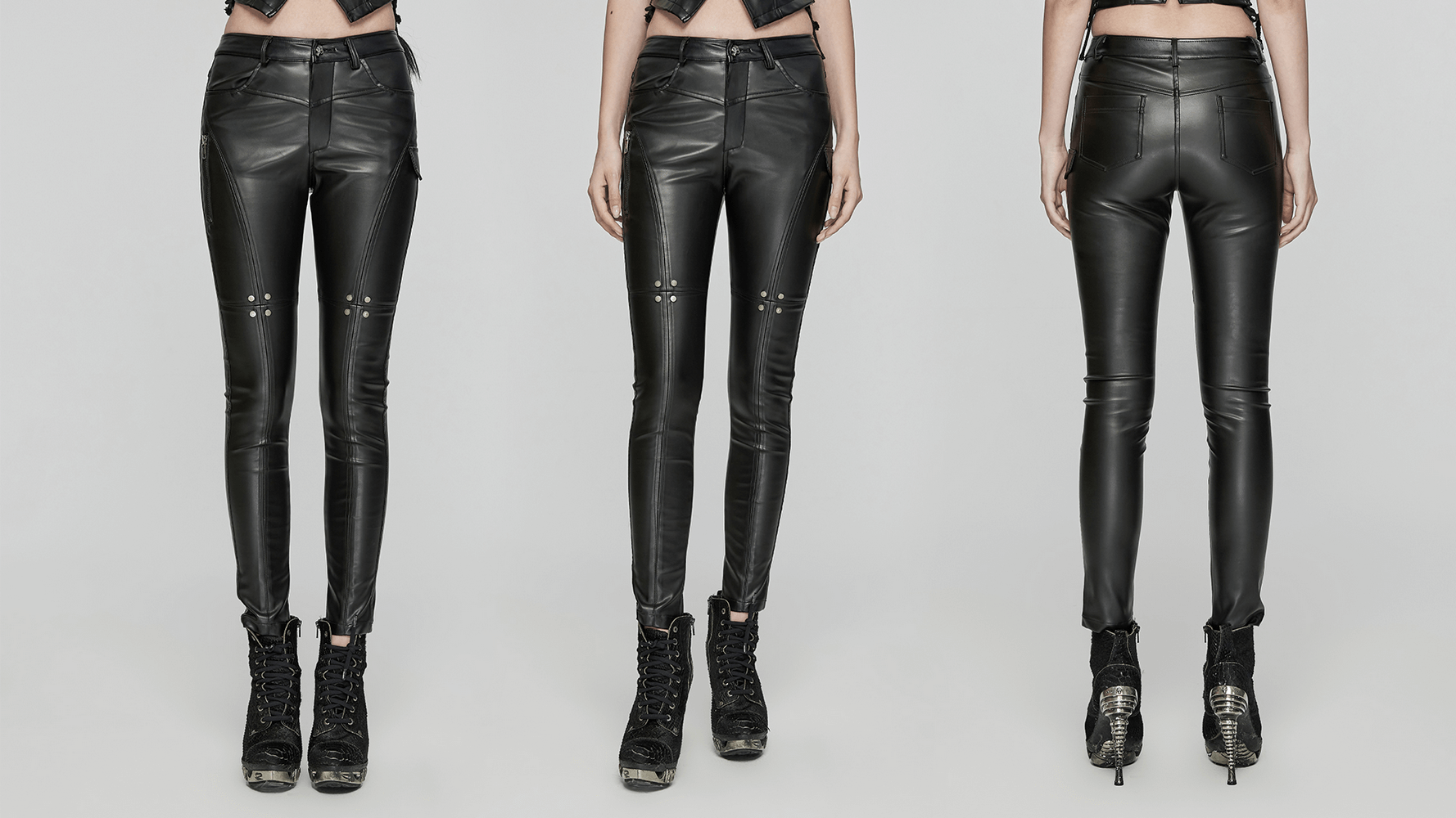 Edgy Black Faux Leather Skinny Pants for Women