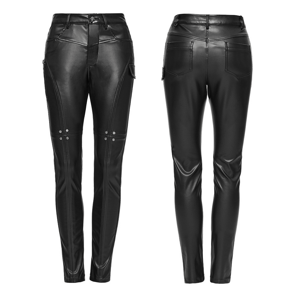 Edgy Black Faux Leather Skinny Pants for Women