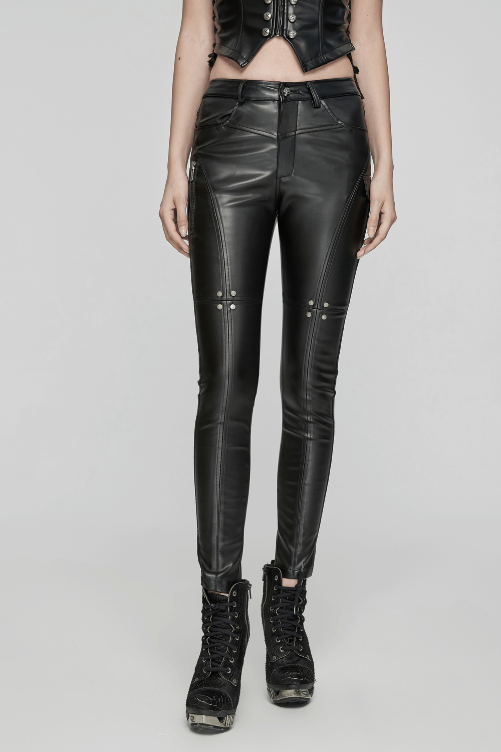 Edgy Black Faux Leather Skinny Pants for Women