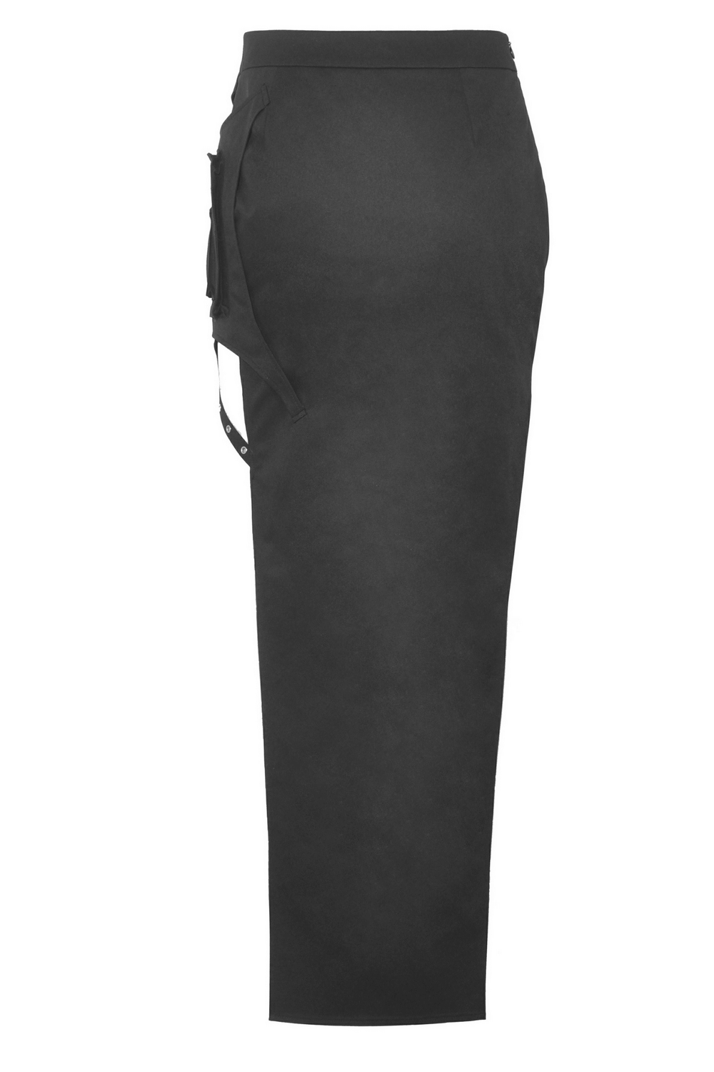 Edgy Black Skirt with Buckle Details and Side Slits