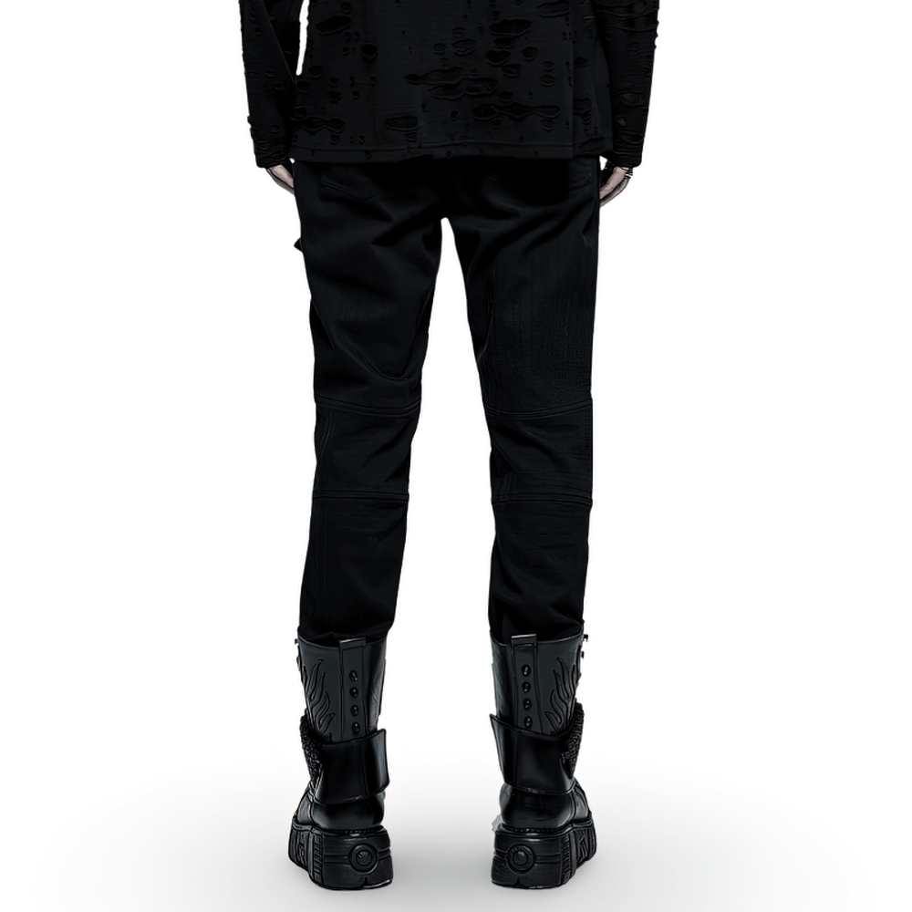 Edgy Black Strap Cargo Pants - Punk Goth Streetwear - HARD'N'HEAVY
