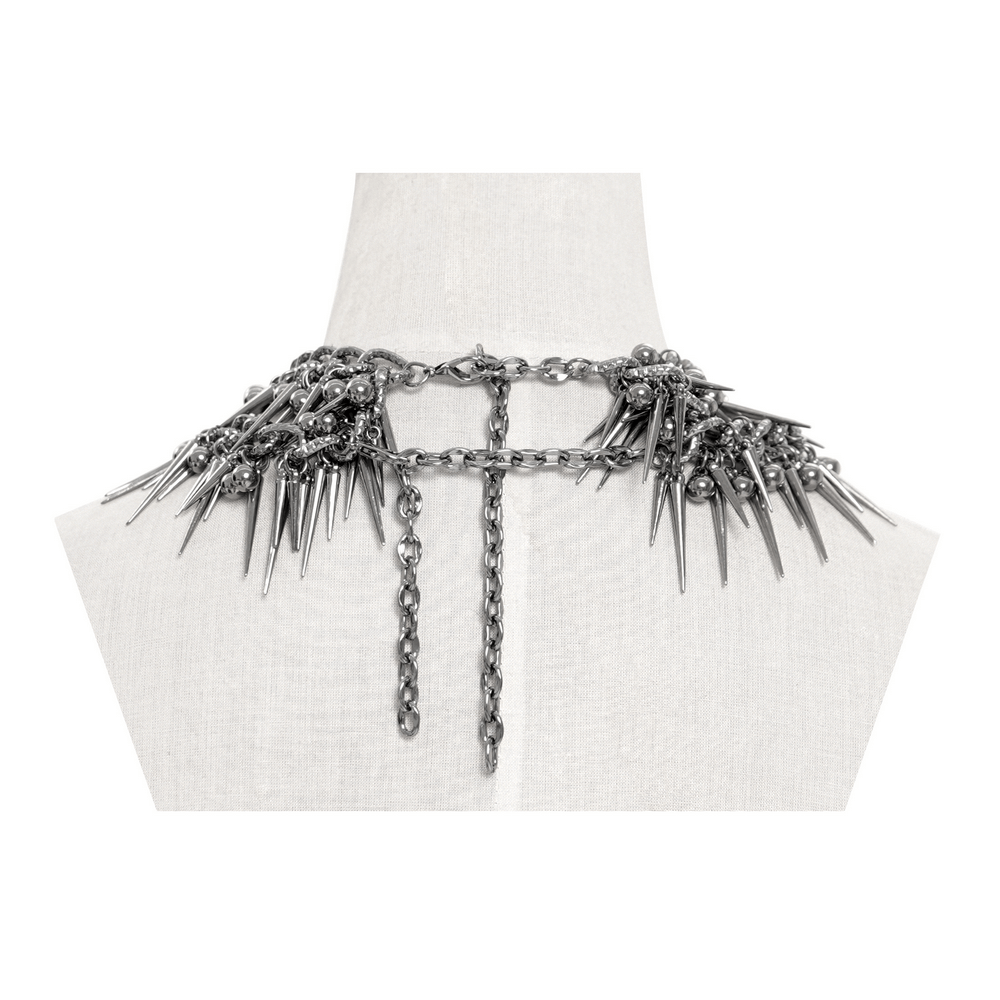 Edgy chain and bead choker for women, featuring spikes and a bold design ideal for making a statement.