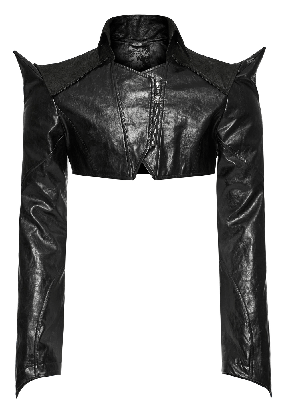 Edgy Cropped Faux Leather Spiked Punk Jacket - HARD'N'HEAVY