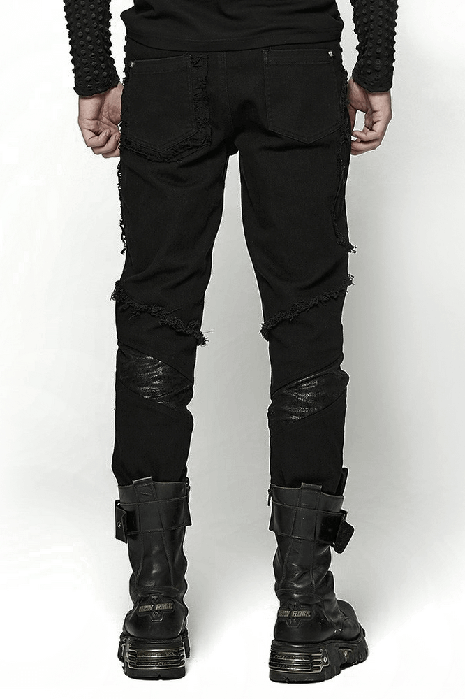 Edgy Distressed Black Denim Gothic Pants - HARD'N'HEAVY