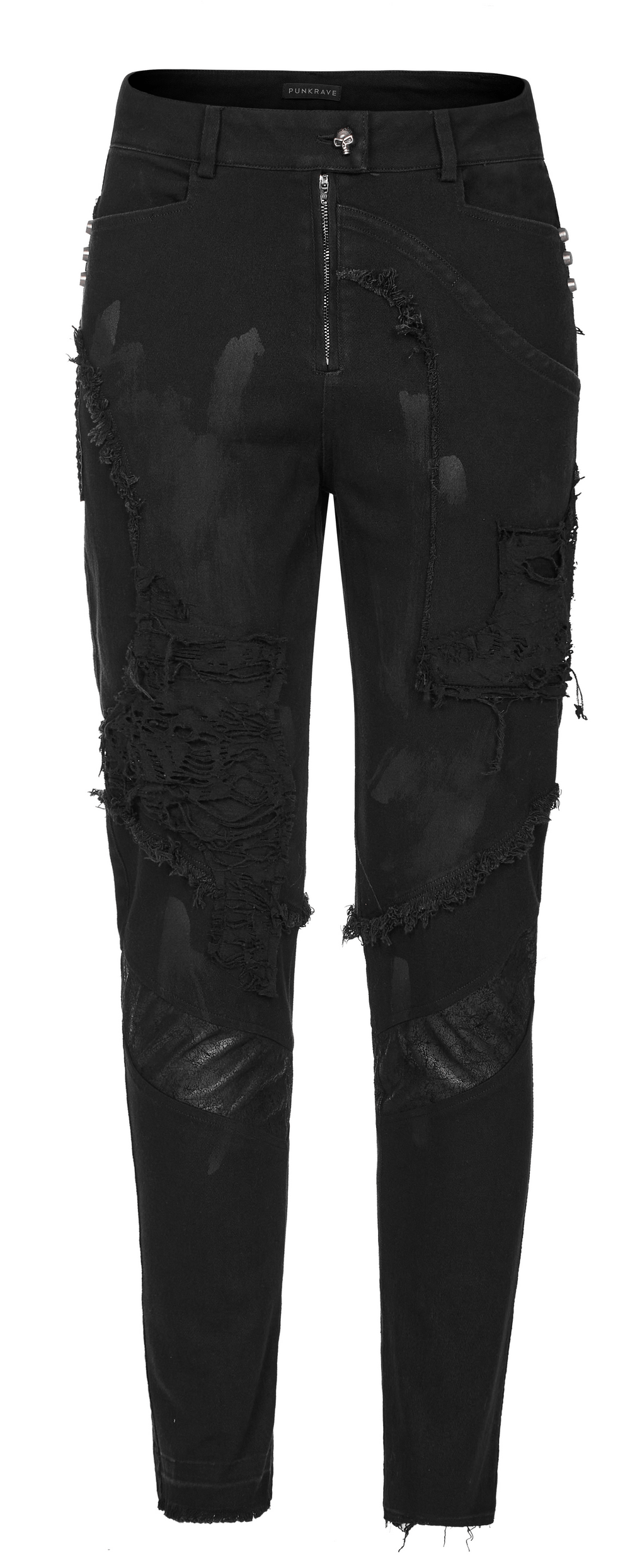 Edgy Distressed Black Denim Gothic Pants - HARD'N'HEAVY