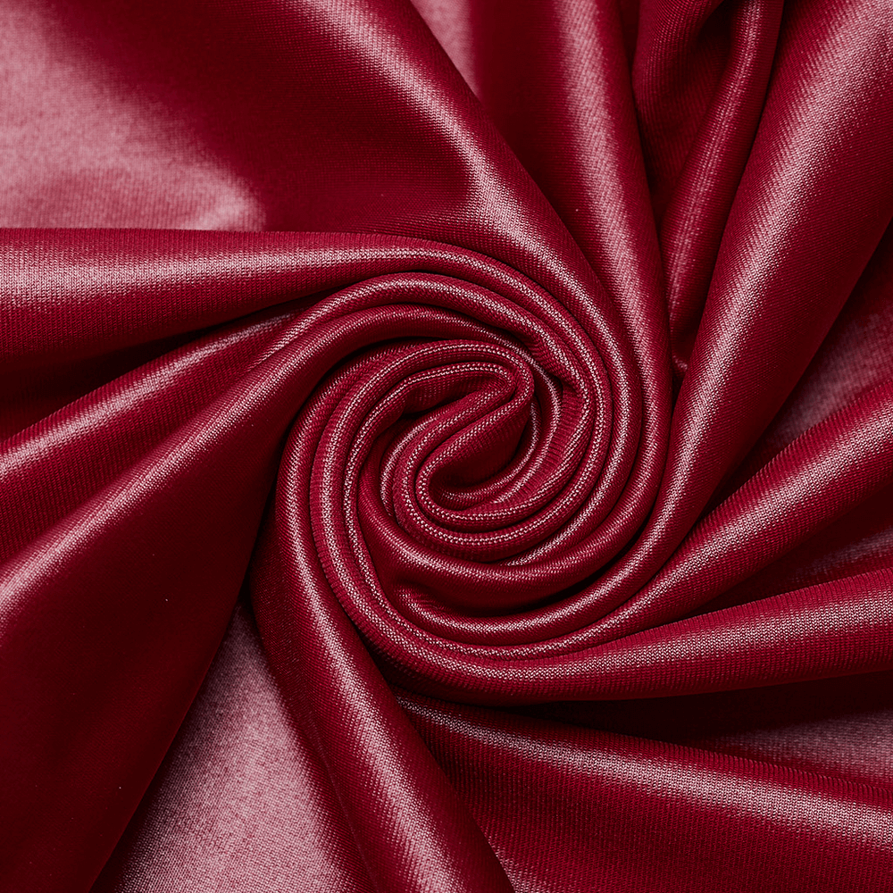 Deep red elastic fabric, perfect for edgy gothic styles and elegant fashion creations.