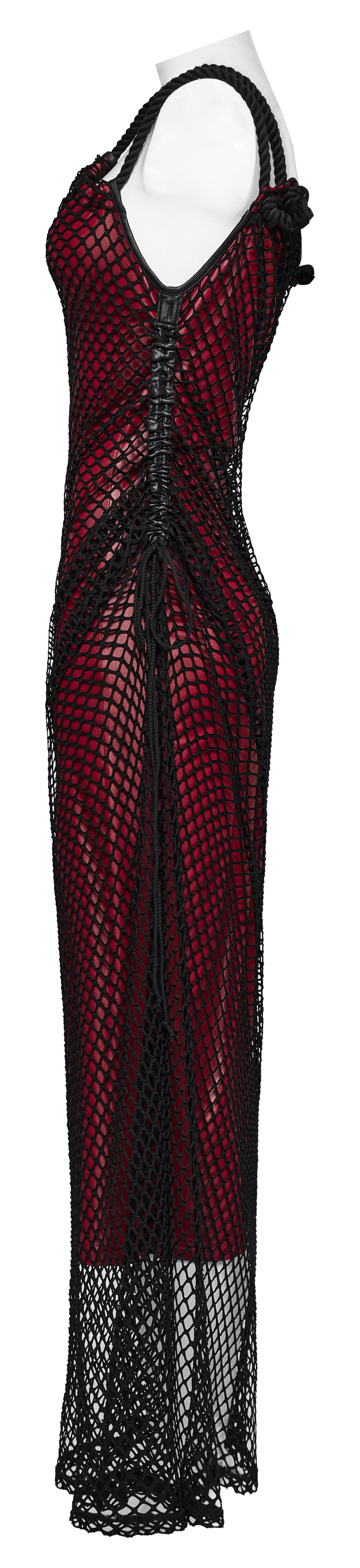 Edgy Goth Asymmetric Dress with Mesh and Shoulder Straps