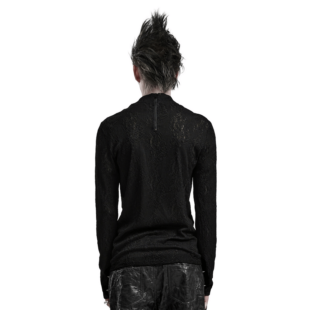Edgy Goth Top with 3D Jacquard Weave And Front Webbing - HARD'N'HEAVY