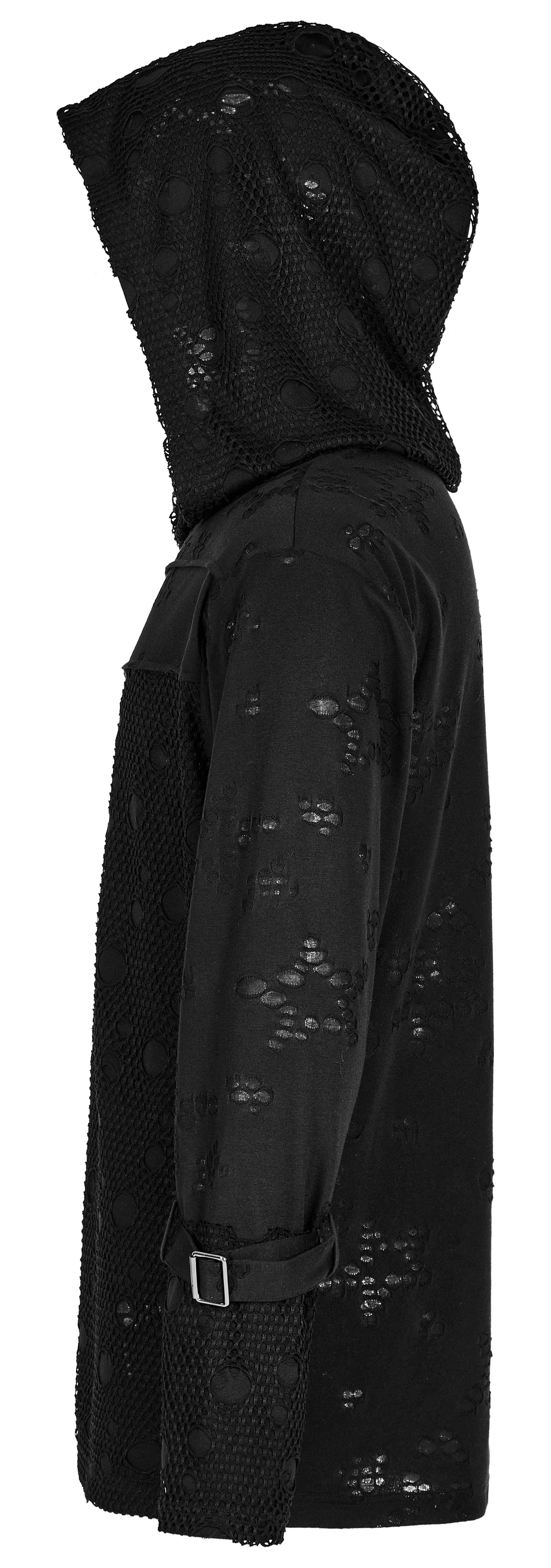 Edgy Gothic Daily Long Sleeves Hoodie with Gauze Detail - HARD'N'HEAVY