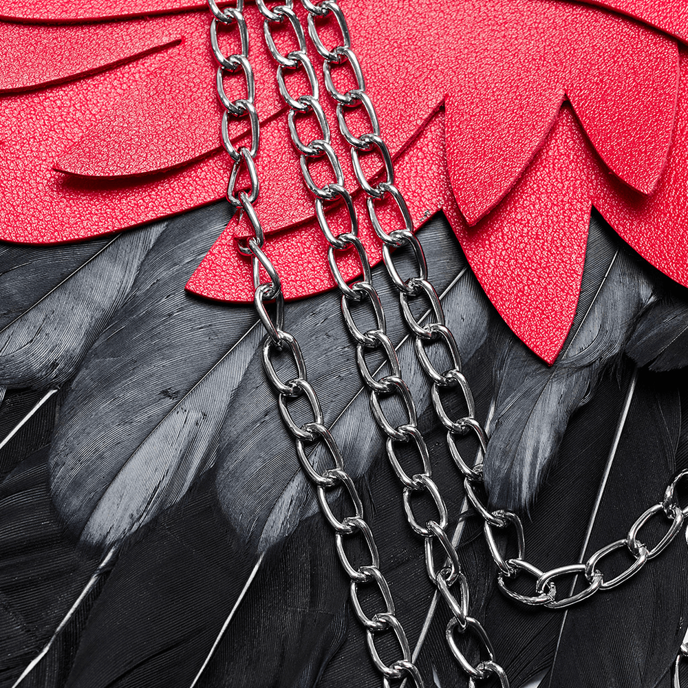 Edgy Gothic Demon Feather Wing Harness with Chains