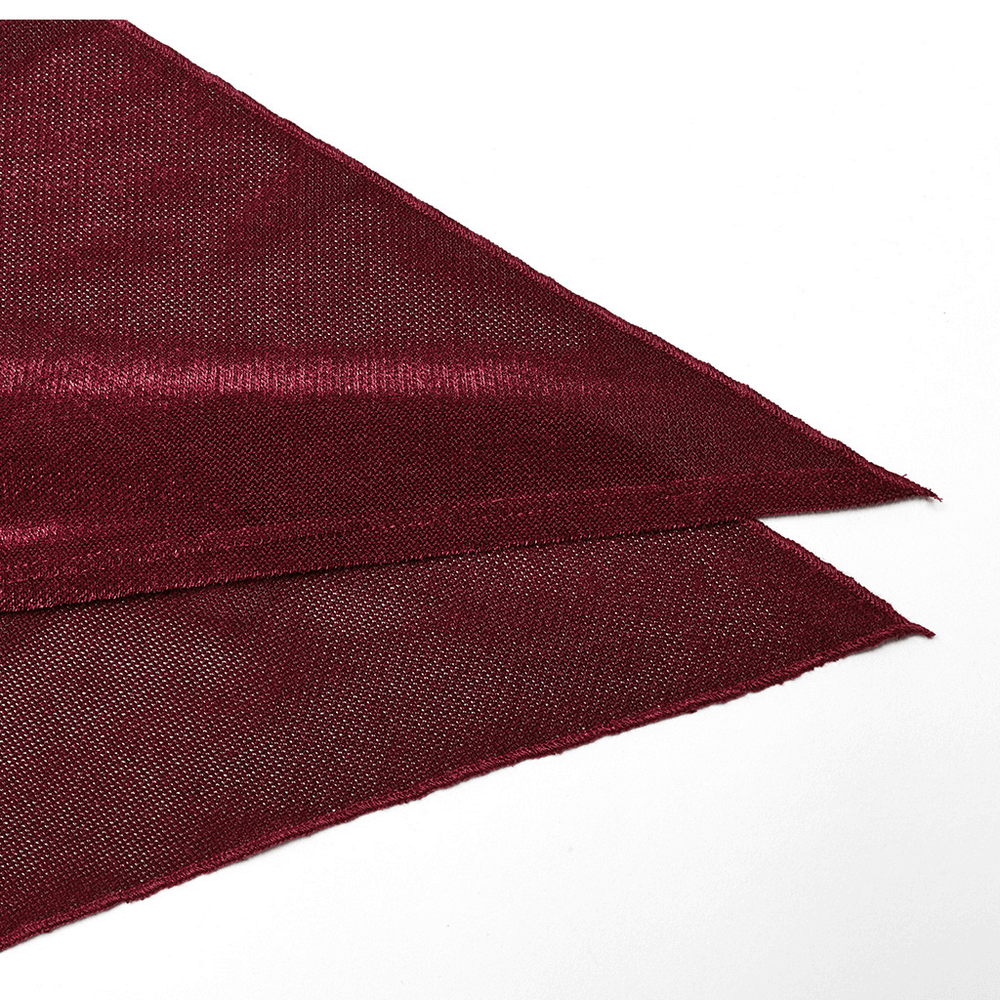 Close-up of burgundy elastic mesh fabric showcasing its edgy texture for gothic fashion.