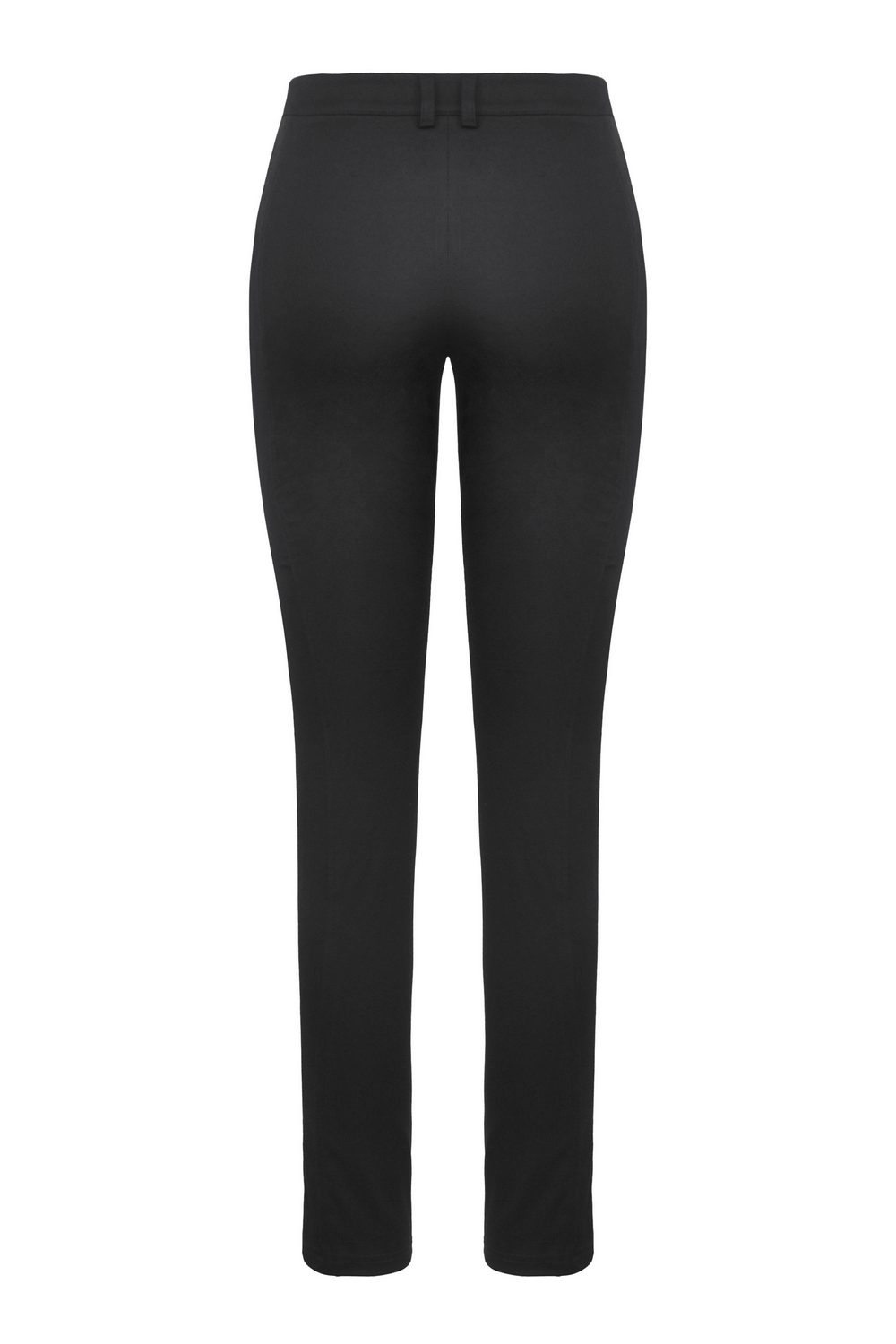 Back view of edgy black pants with a slim fit and stylish design for a gothic-inspired look.