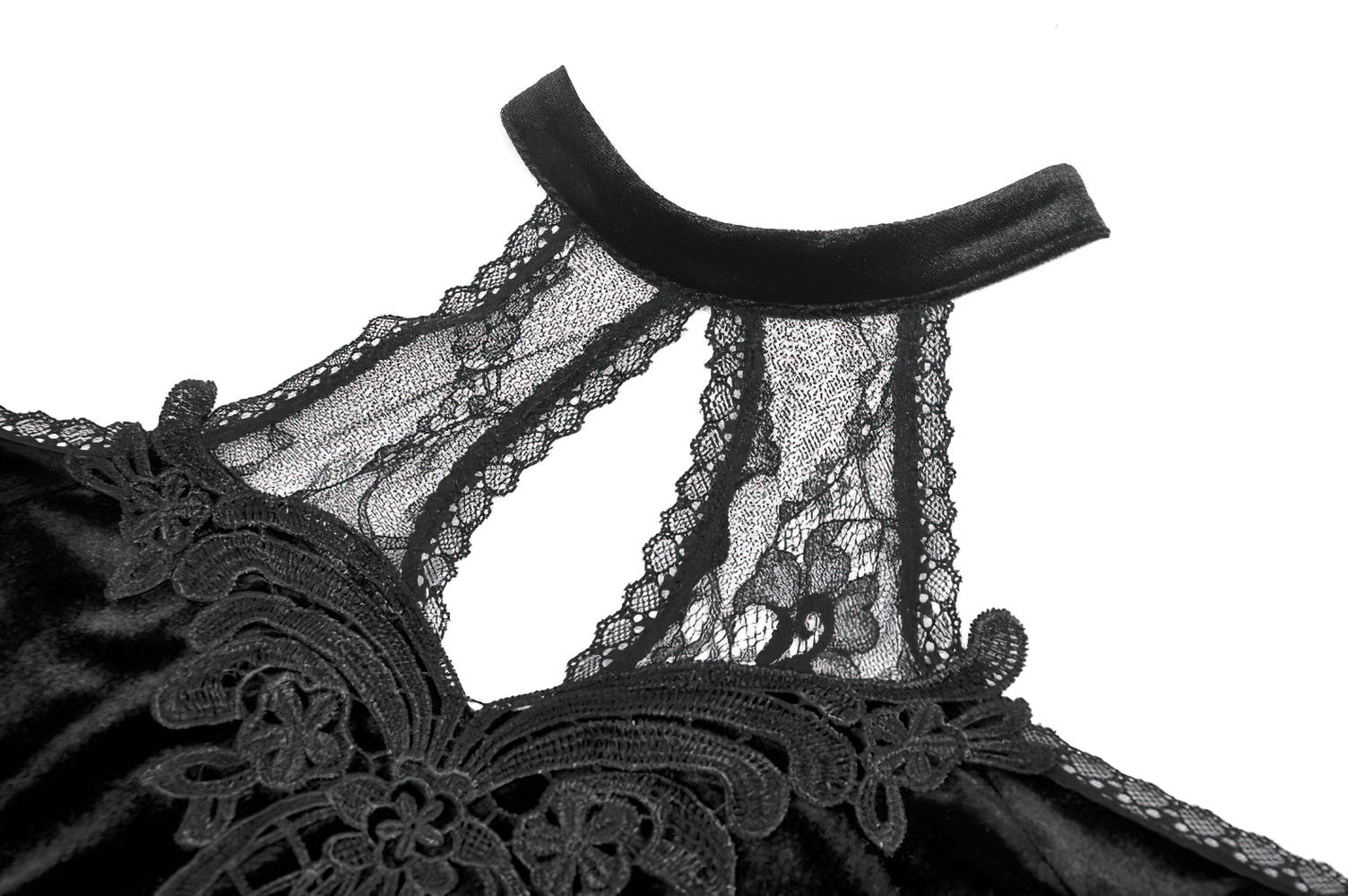 Edgy Lace Off-Shoulder Gothic Top with Dramatic Sleeves featuring intricate lace detailing and elegant black fabric.