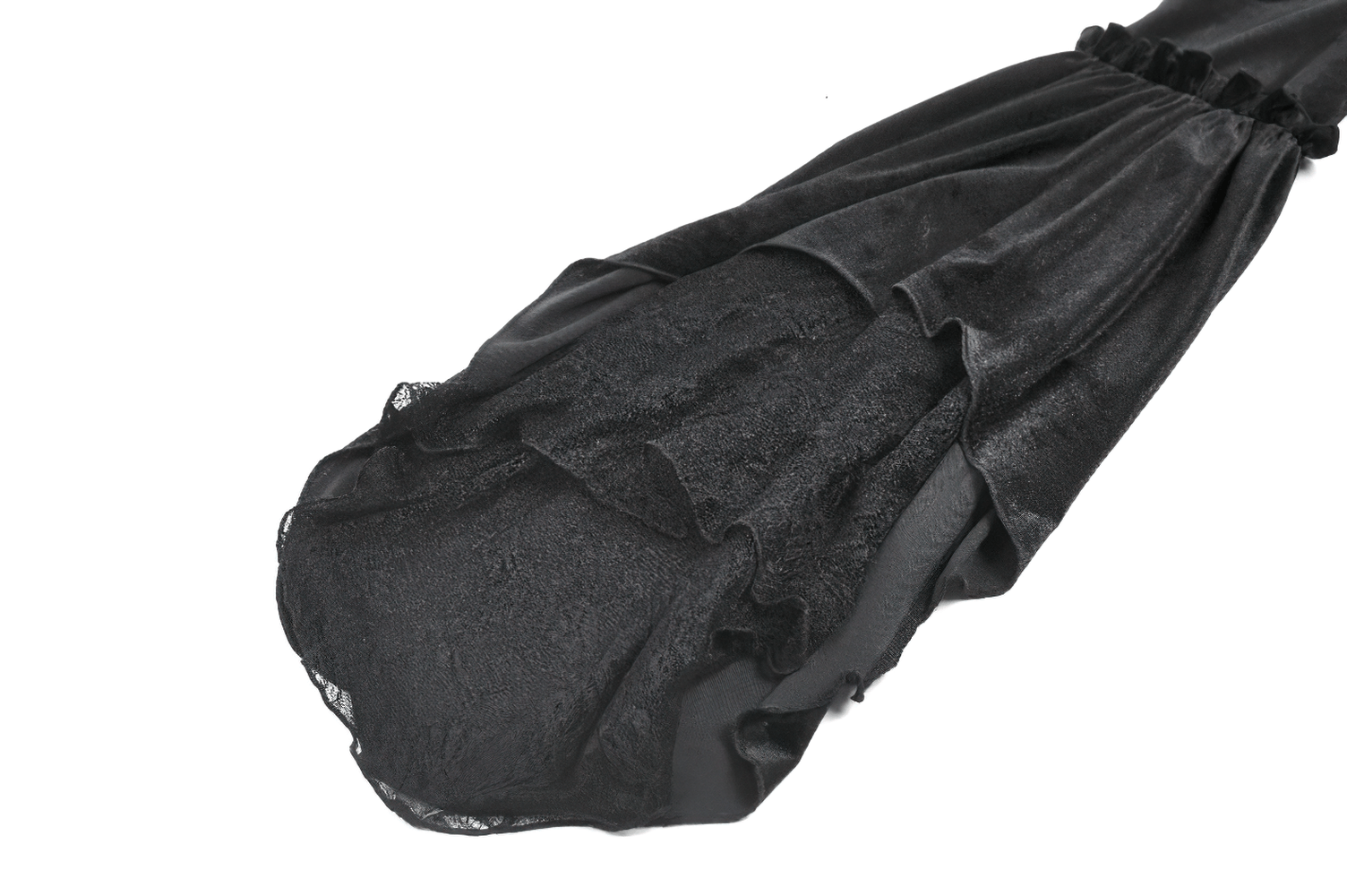 Edgy Lace Off-Shoulder Gothic Top with Dramatic Sleeves showcasing intricate lace detailing and dramatic bell sleeves.