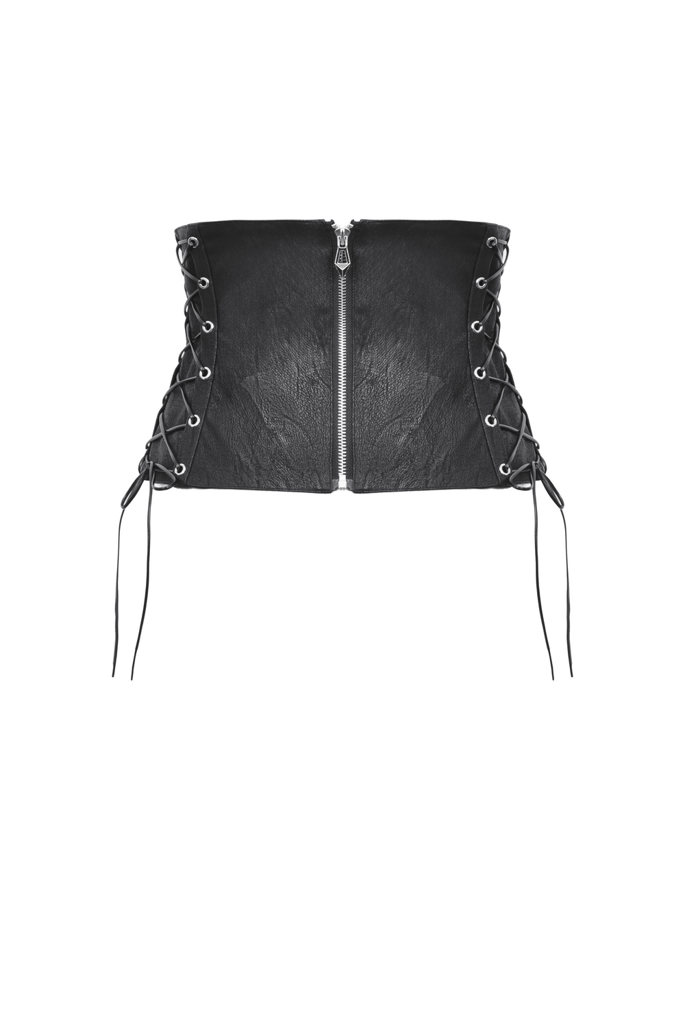 Edgy Lace-Up Black Leather Corset Belt with Buckles