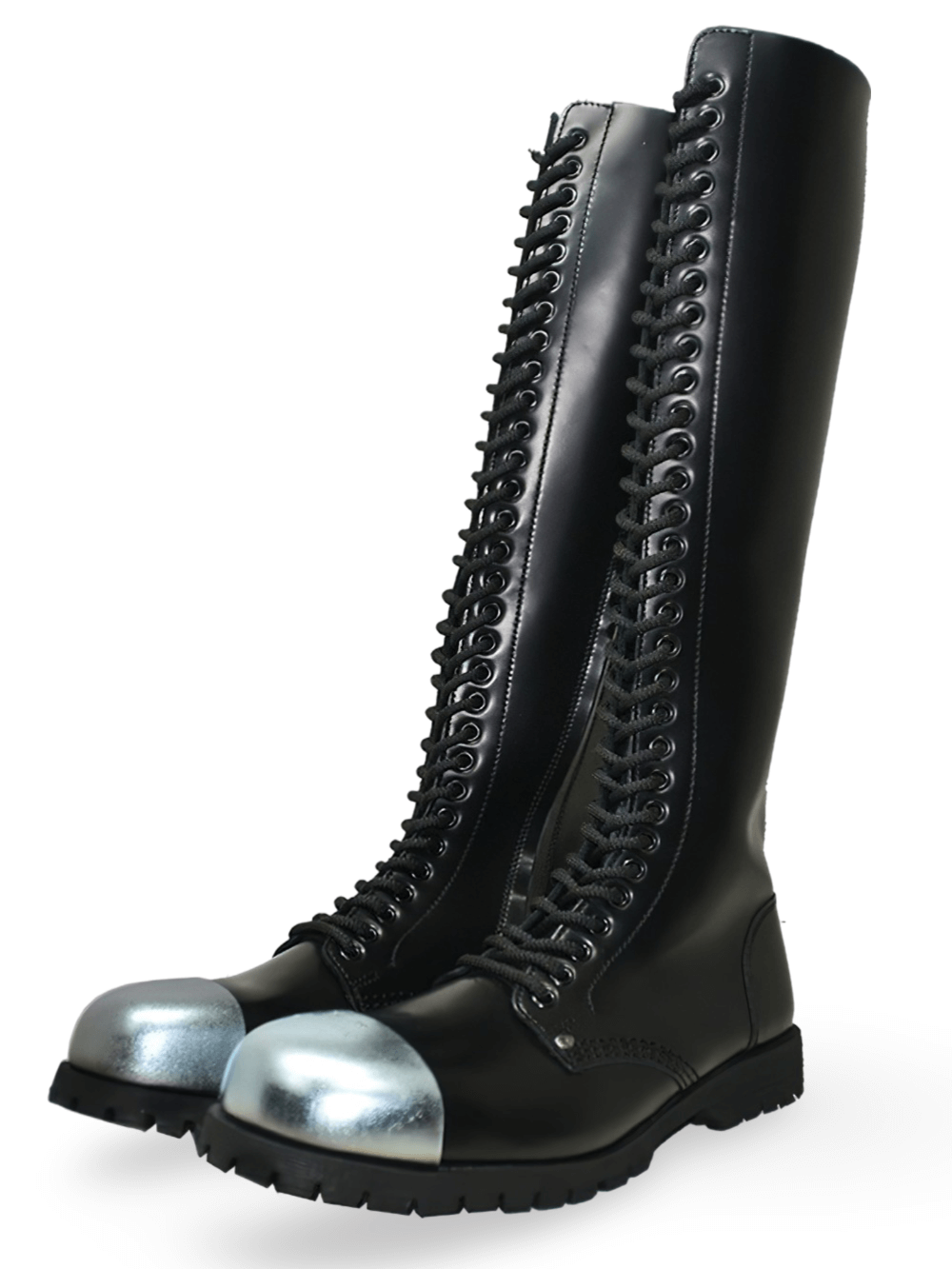 Edgy Lace-Up Knee High Boots with External Steel Toe