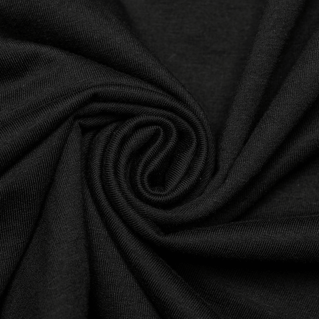 Close-up of soft black fabric swirl showcasing luxurious stretch-knit for edgy sweatshirts.