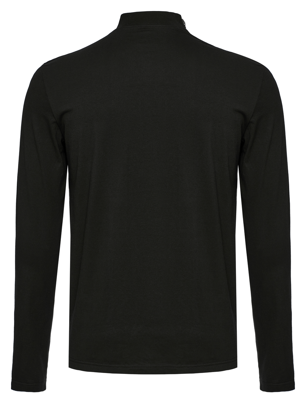 Black long sleeve sweatshirt with a sleek, minimalist back design and modern, edgy style.