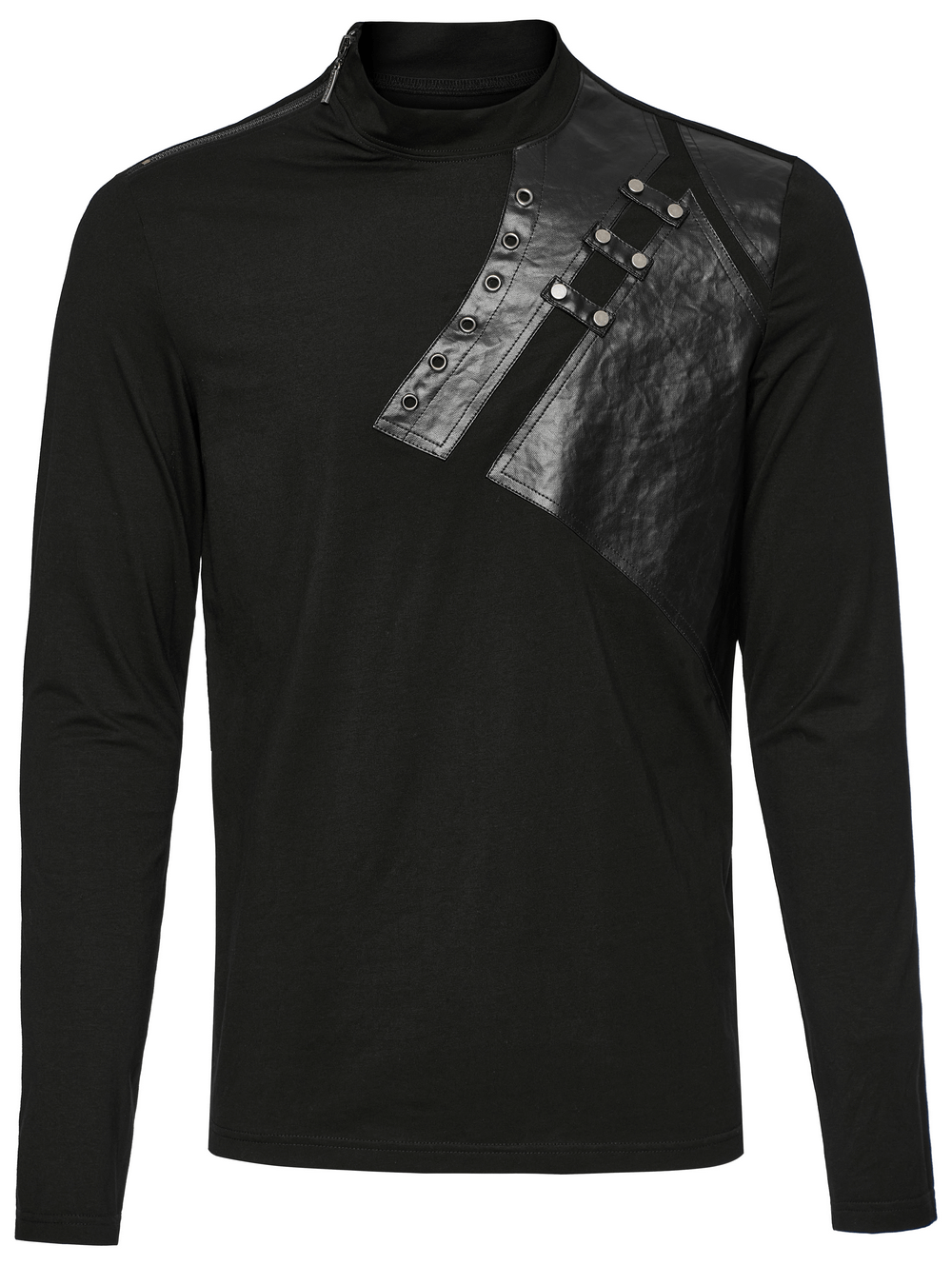 Edgy male long sleeve sweatshirt with metal accents and unique design, perfect for punk style enthusiasts.