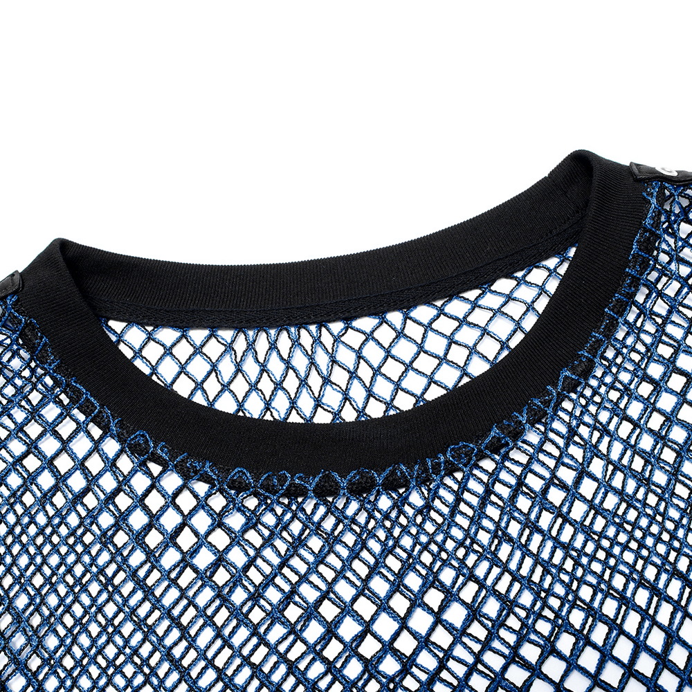 Edgy Netted Punk Asymmetrical Loose Long Top for Women - HARD'N'HEAVY