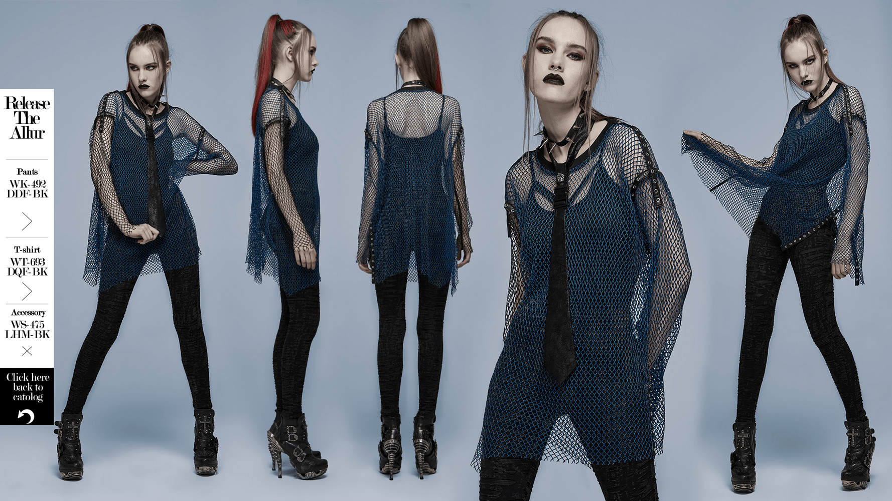 Edgy Netted Punk Asymmetrical Loose Long Top for Women - HARD'N'HEAVY